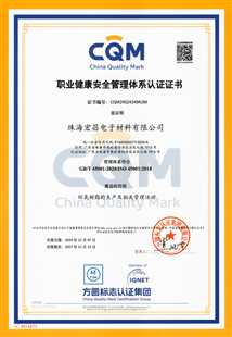 珠9九游会ISO45001证书
